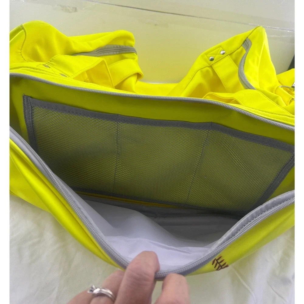 Neon Yellow Softball Stitching Duffel Bag Sports Travel Gym Bag with Shoe Pocket